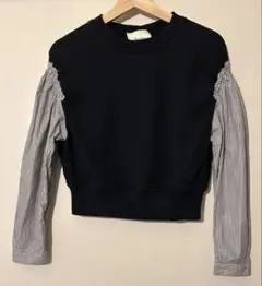 3.1 Phillip Lim シャツ生地切り替えスウェット　黒