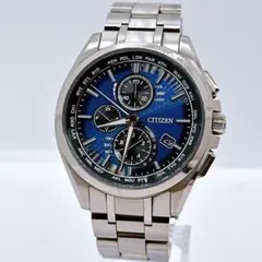 稼働品】CITIZEN/シチズン電波ソーラーAT3050青文字盤 軽量 チタン 