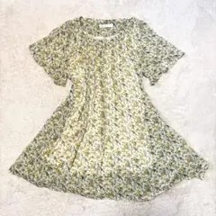 小花柄 シフォンチュニック フレア袖 Aライン フェミニン 体型カバー 夏のサムネイル