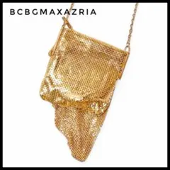 美品BCBGMAXAZRIA ゴールドミニポシェット　斜めがけ パーティーバッグ