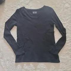 JEANASIS 黒 Vネック 長袖 Tシャツ