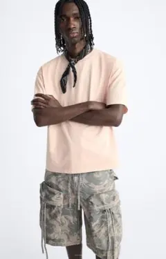 人気 ZARA【Ｓ】グラデーション プリント カーゴ バミューダパンツ