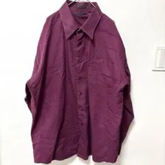 アプトナイン 無地 シャツ レギュラーカラー長袖 XL 紫 綿 カジュアル