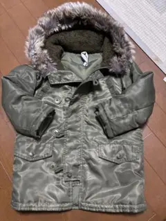 プティマイン　110cmオリーブグリーン ファー付きダウンコート