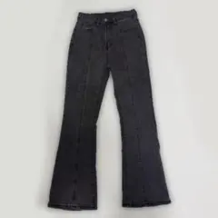 SHEIN ハイウエスト　フレアデニム　ブラック　S