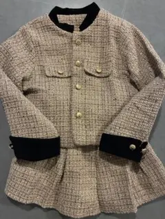 【おまけ付き】ベージュツイード スーツブレザー セットアップ卒業式フォーマル