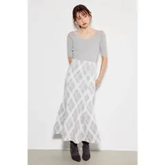 rienda リエンダ ２WAYランダムチェックグリッターニットワンピース