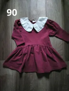 プティマイン　襟setカットワンピ　90