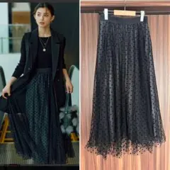 ★ジャスグリッティー★ドットチュールスカート★ブラック1★