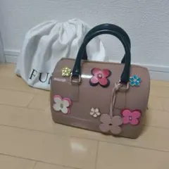 _*_様 FURLA フラワー装飾 ハンドーバッグ