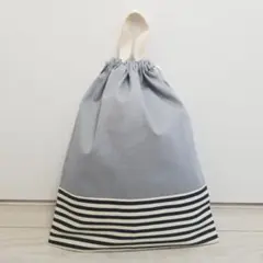 巾着 大サイズ ボーダー×ストライプ ハンドメイド