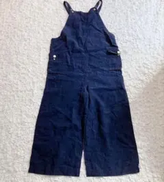 快晴堂　サロペット　リネン　水玉　ネイビー　サイズ2