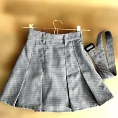 GRL XS チェック柄プリーツスカート ベルト付き