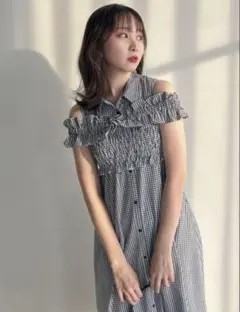 dazzlin ギャザービスチェSETシャツワンピース