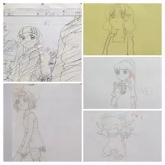 ■カードキャプターさくら　セル画　原画セット＆レイアウト　合計5枚 カードキャプターさくら セル画 原画セット＆レイアウト 合計5枚