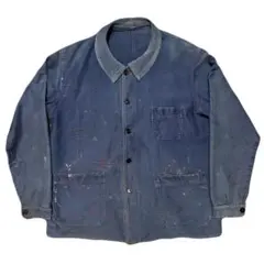 30〜40's ヴィンテージ　ジャケット　モールスキン　A-1 タイプ　激レア 30's】French Vintage Black Moleskin Work Jacket 