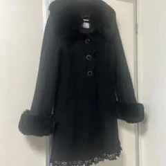 リズリサ（LIZ LISA）黒　ロングコート　レース　ファーのサムネイル