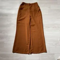 GU ワイドパンツ レディース テラコッタカラー 薄手 裏地付き