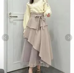 dazzlinアシメティアードプリーツスカート　 sサイズ　リボンベルトなしのサムネイル