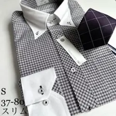 ワイシャツ＆ネクタイ★S37-80★スリムタイプ★ポリ75%綿25%形状安定