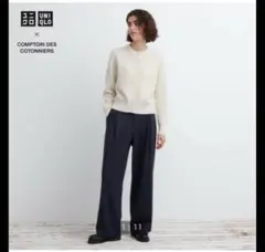 [UNIQLO] ユニクロ ブラッシュドジャージータックワイドパンツ ネイビー