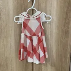 milk mart 赤と白のチェック ノースリーブワンピース 1-75