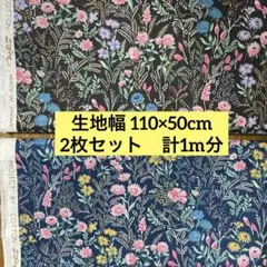 コットンこばやし　ボタニカル柄　オックス生地　生地幅110×50cm　2枚セット