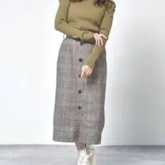 Emsexcite エムズエキサイト タイトロングスカート チェック M ベルト