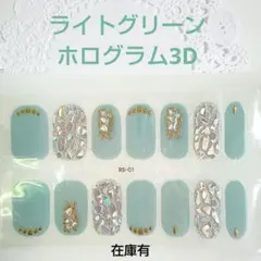 461 ライトグリーン キラキラ ホロ ジェルネイルシール ハンド用 1シート