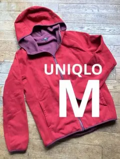 ユニクロ　UNIQLO 防風ストレッチスウェットパーカー　赤 ボアフリース裏起毛