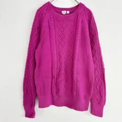 ★GAP ケーブルニットセーター S ピンクパープル クルーネック 冬 長袖