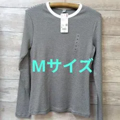 【未使用】ユニクロソフトリブクルーネックT　Mサイズ