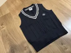 ネイビー Vネック ケーブル編み ベスト 110 J.PRESS