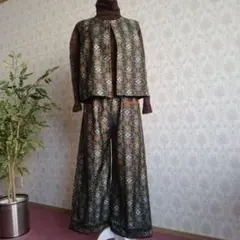 大島紬リメイク、ベストとパンツ