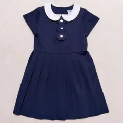 美品　Jacadi ネイビー 襟付きワンピース 116 6y 丸襟　スカラップ