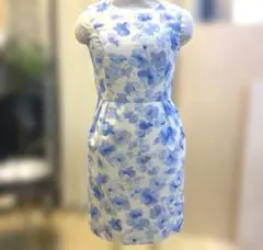 【売り切り】Debut de Fiore 36 ドレス　ワンピース　花柄　ブルーのサムネイル