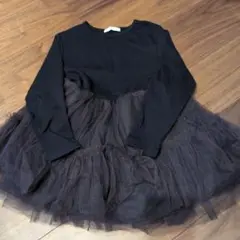 Banana J 長袖ワンピース 黒 チュール