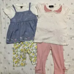 キッズ　半袖Tシャツ　ショートパンツ　7分丈パンツ　90 100 4点セット