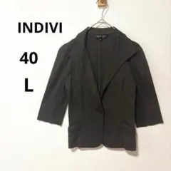 INDIVI インディヴィ 40 L ブラウン コットン テーラードジャケット