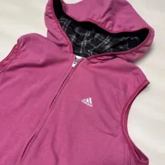 adidas アディダス ノースリーブ パーカー ベスト ピンク　Mサイズのサムネイル
