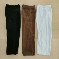 連休値下 GU 3本 コーデュロイ パンツ ペインター ワイド 黒 茶 生成り