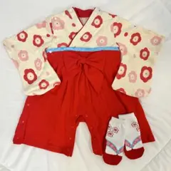 【超美品】 着物スタイルロンパース ＆ 新品靴下セット