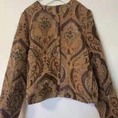 ◎未使用◎antiqua ダマスク柄　ノーカラージャケットのサムネイル