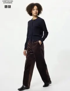 新品✨】UNIQLO コーデュロイ カーブパンツ 丈長め M ダークブラウン