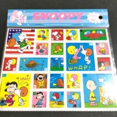 【新品未使用】スヌーピー　2枚入　切手風シール　昭和レトロ　レア　当時物アメフト