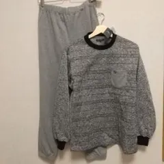 フリース ボーダー パジャマ ルームウェア グレー L 新品未使用タグ付き