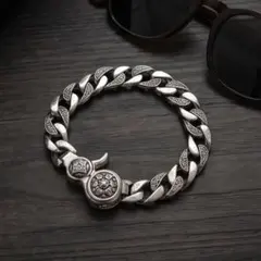 デザインチェーンブレスレット 21.5cm 幅11mm 喜平ブレス シルバー