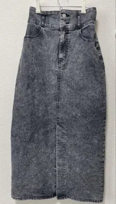 grl フロントスリットデニムスカート[on304] ブラック Lサイズ