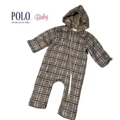美品 POLO baby フード付き チェックロンパース 80