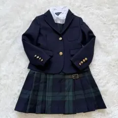 【美品】　ラルフローレン　3点セット　チェック　ベルト　金ボタン　ネイビー　2B